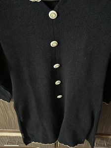 Black Button-Down Cardigan