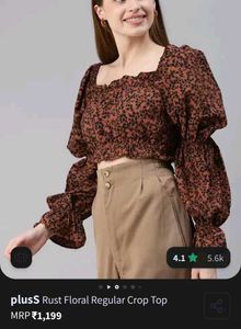 Rust Floral Regular Crop Top.