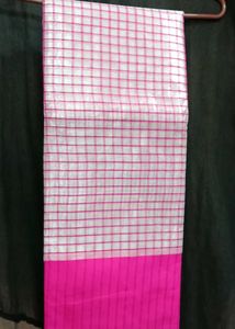 Pink Checkered Saree
