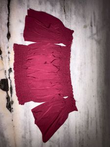 Burgundy Off-Shoulder Top