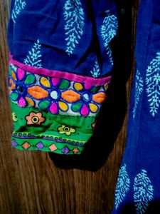 Blue Colorful Anarkali Model Kurthi