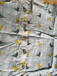Bird Print Collared Dress