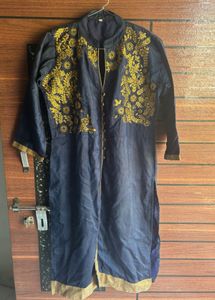 Elegant Navy & Gold Embroidered Kurta