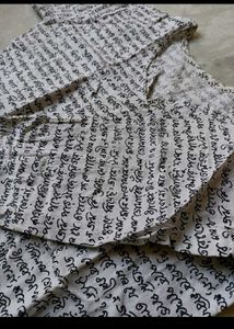 Shantiniketan Style White Printed Top