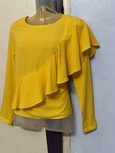 Wardrobe Branded Yellow Ruffle Detail Top