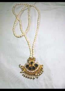 Pearl &amp; Red Stone Necklace