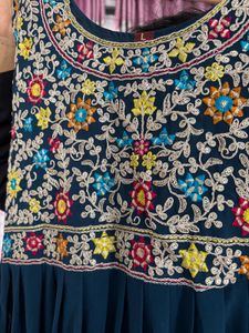 Embroidered Blue Ethnic Gown