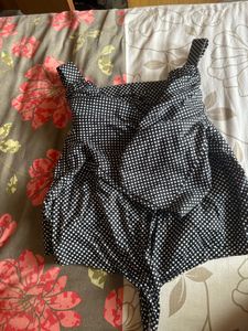 Polka Dot Cold Shoulder Top