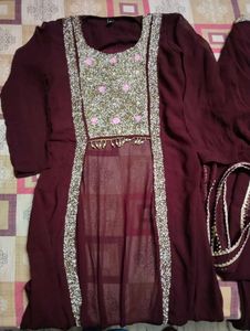 Maroon party wear skirt dress