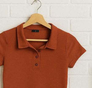 Brown Polo Crop Top