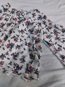 Floral Print Flared Top