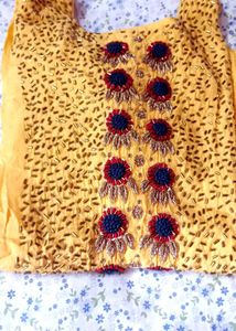 Elegant Blue Banarasi Silk Suit With Sare