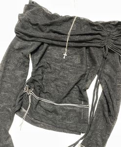 gothic emo off shoulder lace asymmetrical top