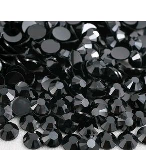 Round Jet Black Crystal Kundan Beads Stones