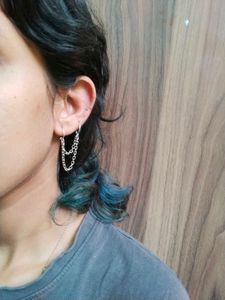 Duo piercing Layered Earrings,Chain Drop Earrings