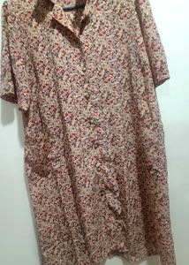 Floral Button-Down Dress With Front Pockets