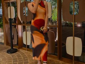 Abstract Print Midi Dress