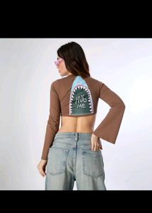 Brown Shark Graphic Crop Top