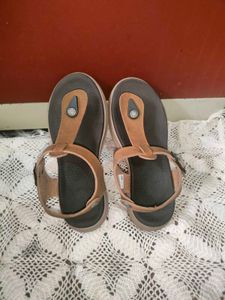 Brown T-Strap Sandals