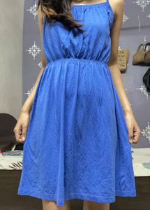 Blue Tie-Strap Mini Dress