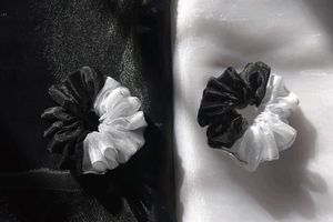 Premium Black And White Organza Scrunchie Combo