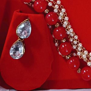 Red Necklace With Earrings