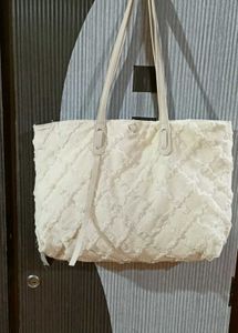 Ivory Quilted Tote Bag