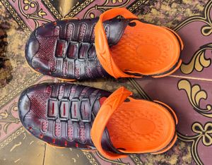Orange & Black Flip Flops in 10