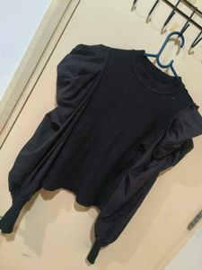 Black Puff Sleeve Top
