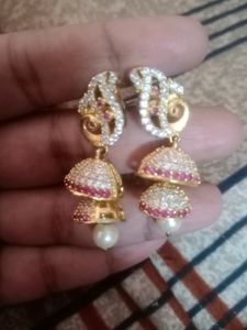 CZ Jhumkas With Mangteeka