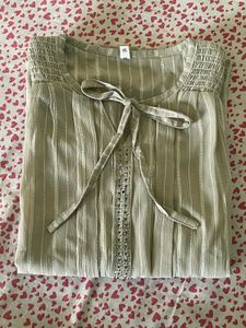 New Beautiful Striped Tie-Front Top