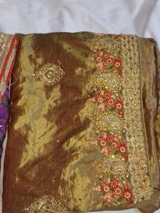 Elegant Embroidered Sarees - Set of Two