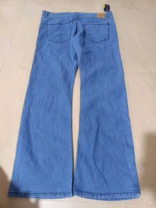 Blue Denim Flare Jeans, 36 Size