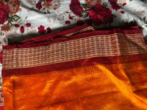 Orange And Maroon  Saree