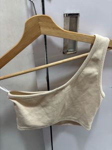 Beige One-Shoulder Crop Top