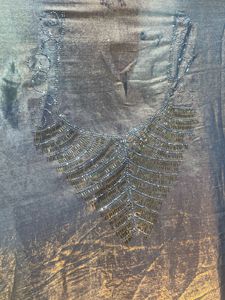 Blue &amp; Gold Accented Sari Fabric