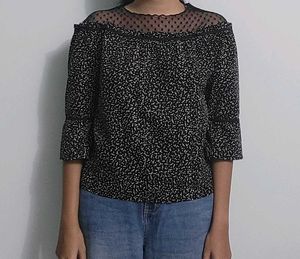 Polka Dot Mesh Top