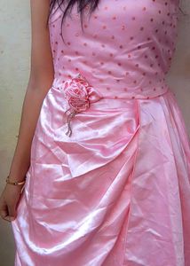 Hot Pink Gown For Girls With Detachable Shrug