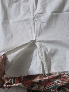 M&amp;S UK 14 White Denim Midi Skirt