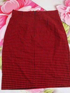 (100)Red Gingham Mini Skirt