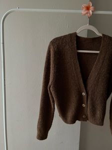 Mohair Blend Brown Buttoned Down Cardigan