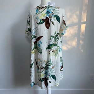 H&amp;M Floral Tropical Shirt Tunic Dress