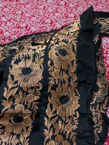 Elegant Black & Copper Embroidered Fabric