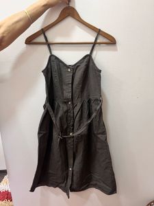 Dark olive thin strap dress