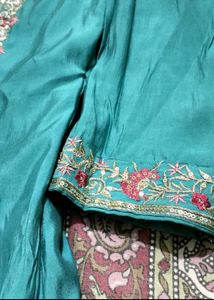 Elegant Teal Embroidered Kurtaset