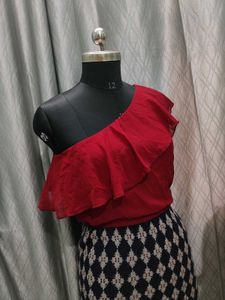 Red One Shoulder Top