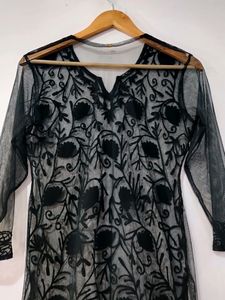 Women Black Self Designed Transparent Kurti | Bust