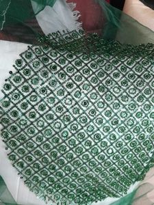 Elegant Green Embellished Fabric