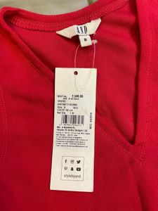 AND Women Red Solid Paneled A-Line Dress