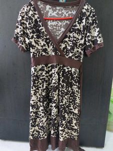 Floral Brown Wrap Dress